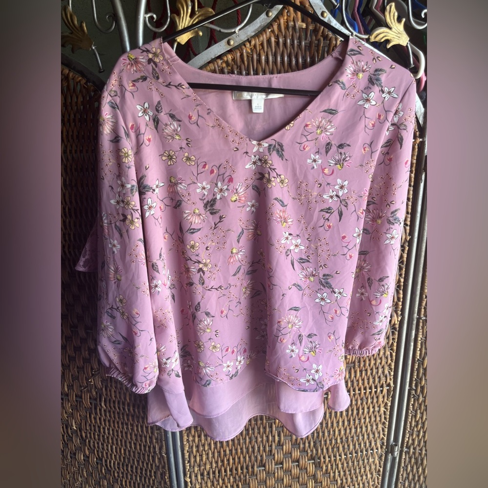 Lauren Conrad Ladies Pink Purple Ladies Blouse Size Large